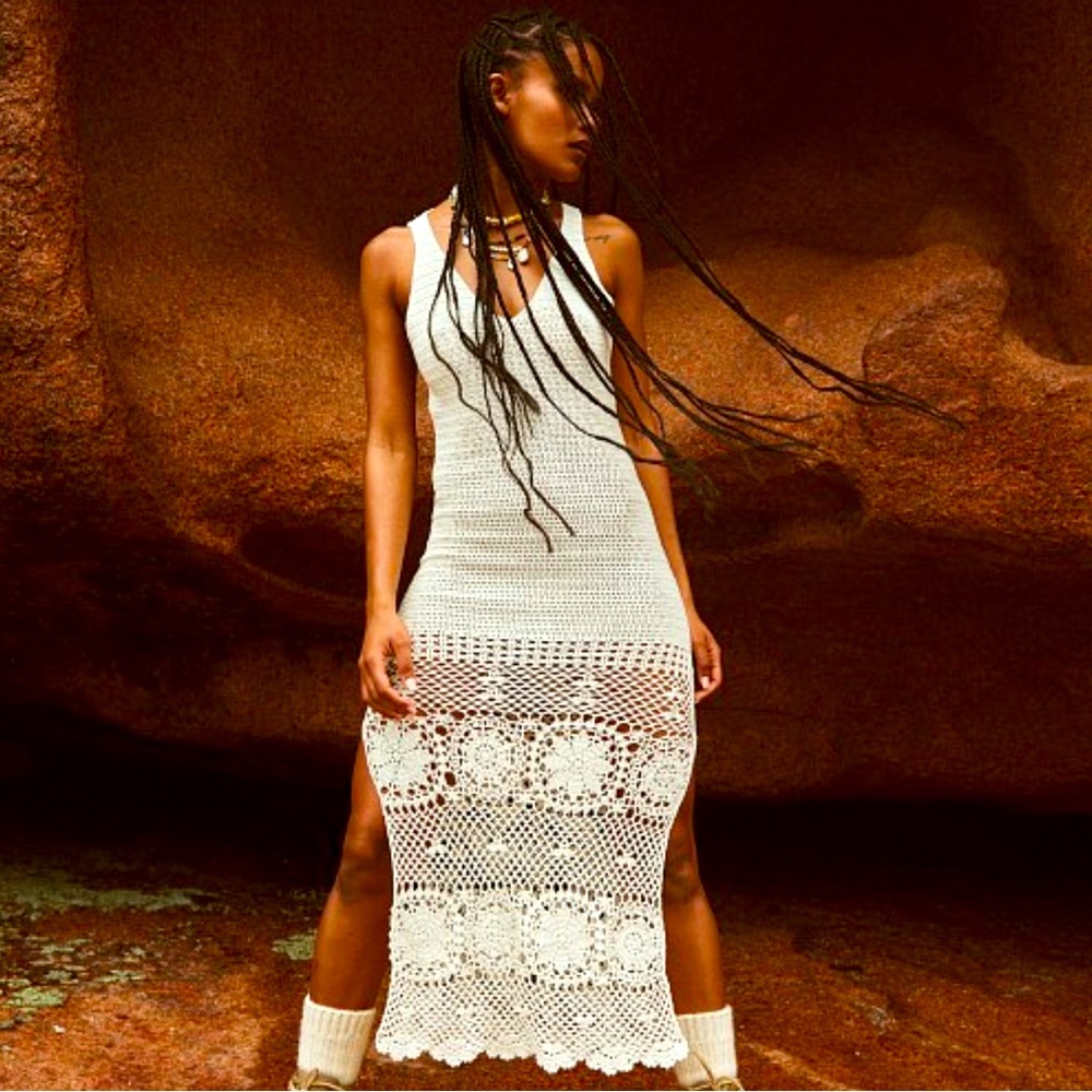 •SPELL• Let The Sunshine in Crochet Dress {Cream} sz L